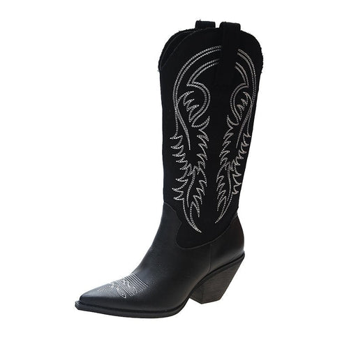 Damen-Cowboystiefel Klassische Absätze Leder-1