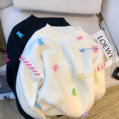 Damen-Pullover, Casual O-Ausschnitt, Acryl, langärmelig-3