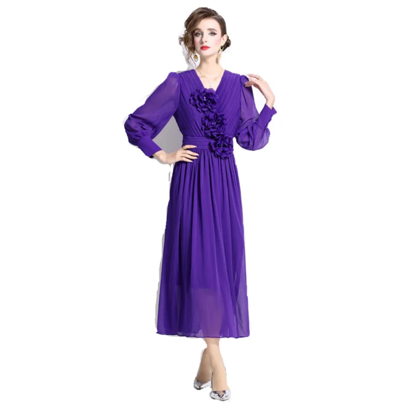 Damen-Midikleid, V-Ausschnitt, Baumwolle, Acetat 3