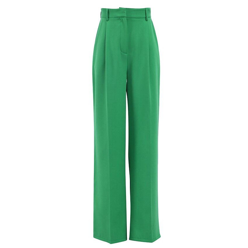 Damen-Hose, hohe Taille, weites Beinmuster, hochwertiger Stoff-2