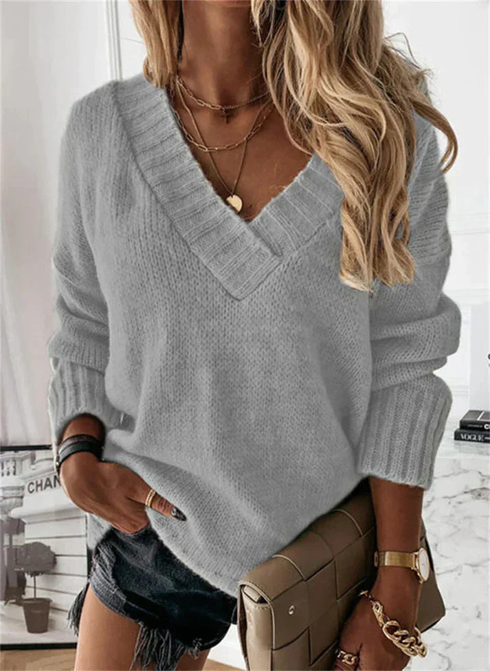 Damenpullover mit V-Ausschnitt, klassisches Design, 100 % Baumwolle 12