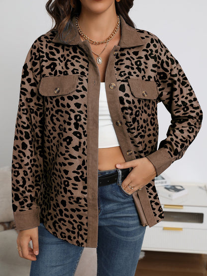 Variant image for Damen-Mantel Übergroß Leopardenmuster Weiches Polyester-25