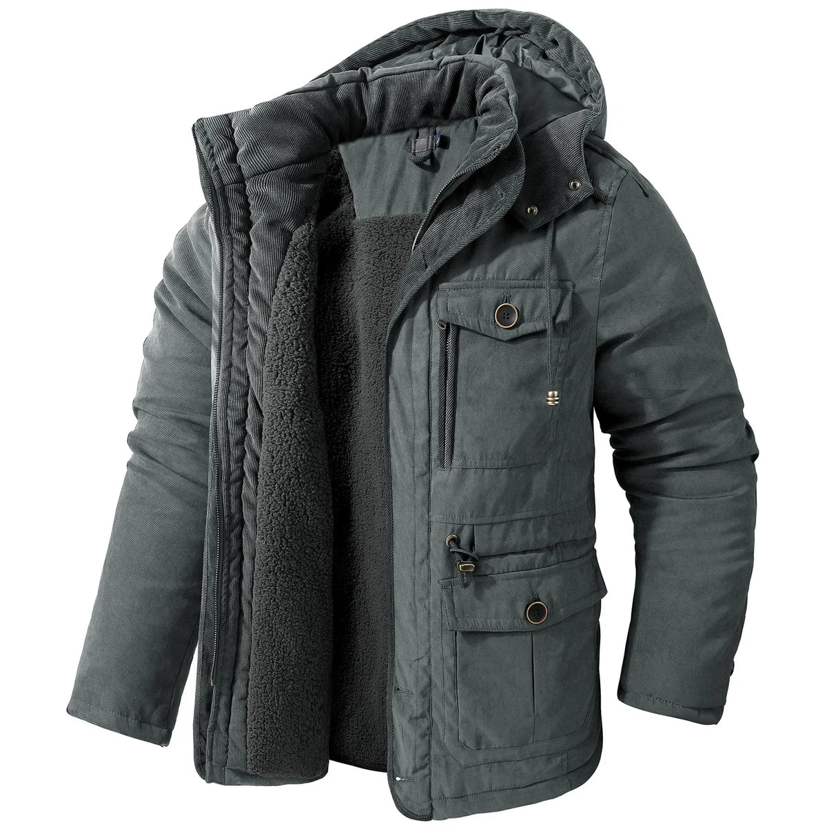 Damen Winterparka Militärstil Sherpa-Futter-6