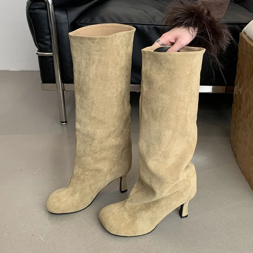 Damen-Stiefel, schlichtes Design, Gummi, PU, wasserfest, komfortabel, 36-41-1