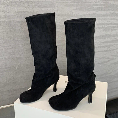 Variant image for Damen-Stiefel, schlichtes Design, Gummi, PU, wasserfest, komfortabel, 36-41-9