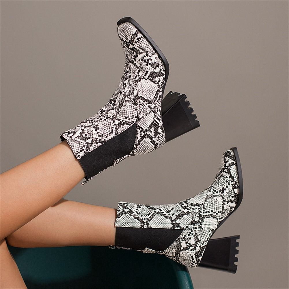 Damen-Stiefel, hoher Absatz, PU-Material, Tiermuster, elegantes Design-6