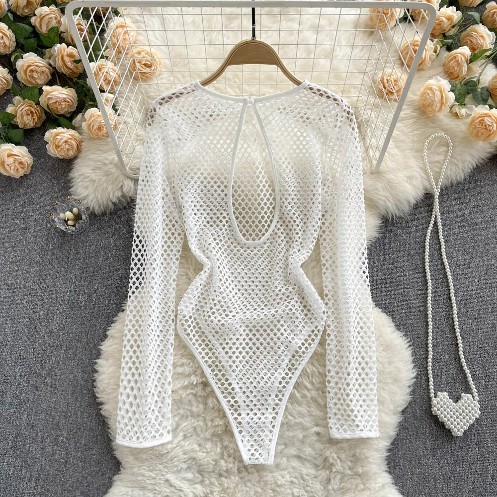 Damen-Body, enger Schnitt, Polyester und Baumwolle, mit zerrissenem Design-2