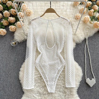 Damen-Body, enger Schnitt, Polyester und Baumwolle, mit zerrissenem Design-2