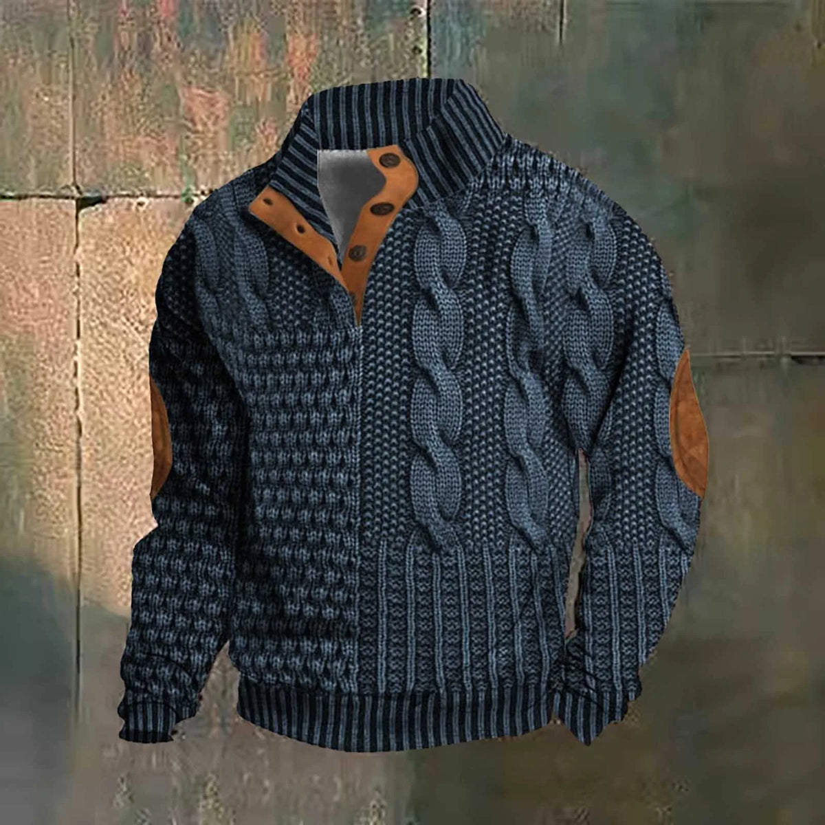 Variant image for Herren-Pullover, Knopfkragen, Jacquard, Muster, hochwertiger Baumwolle, Polyester-40
