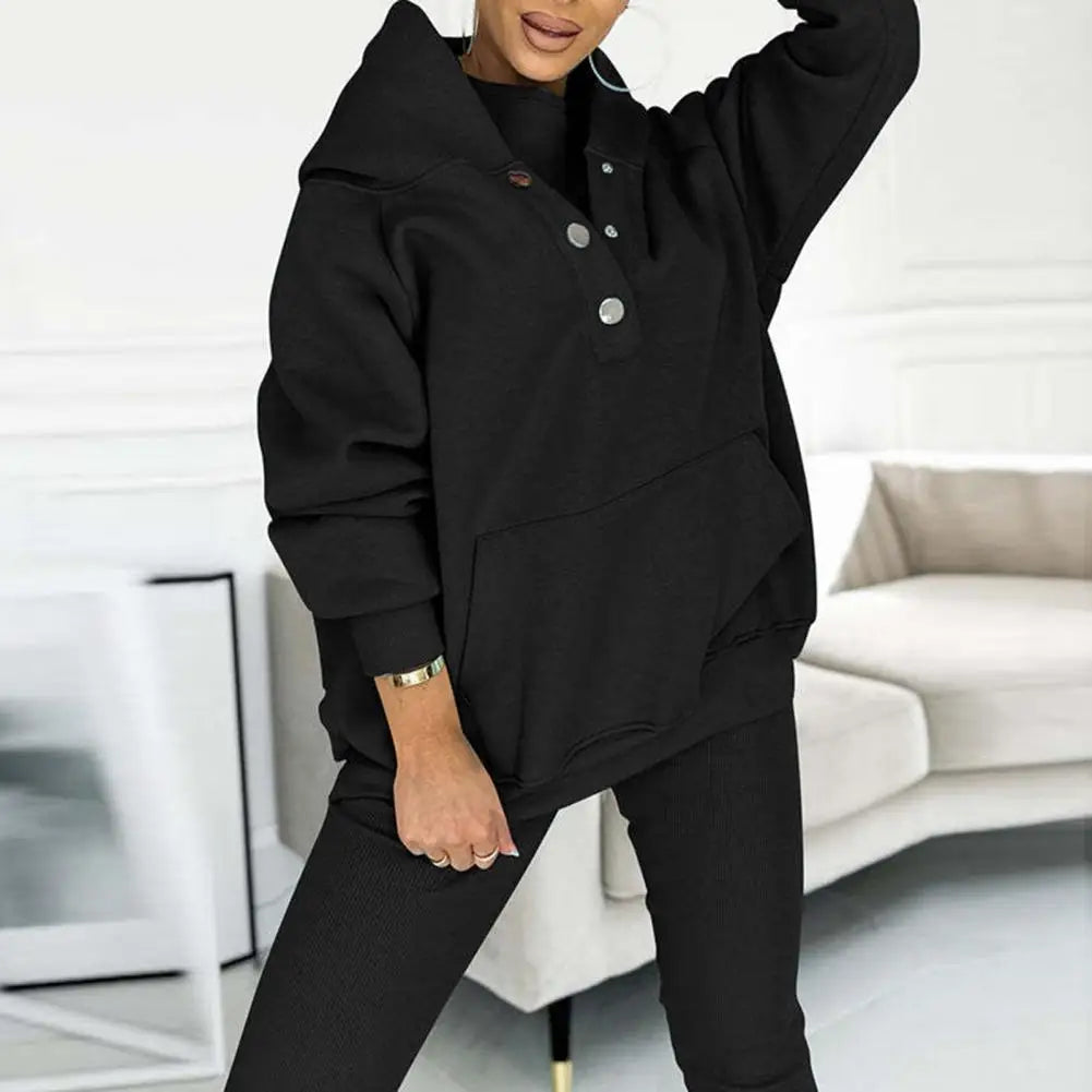 Damen-Set, zweiteilig, Hoodie, asymmetrischer Ausschnitt, weiches Material-2