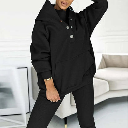 Damen-Set, zweiteilig, Hoodie, asymmetrischer Ausschnitt, weiches Material-2