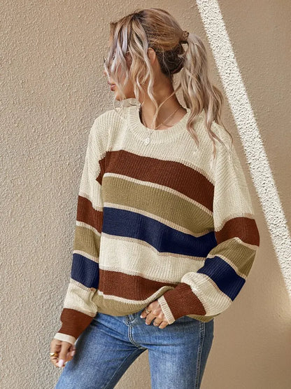 Damen-Strickpullover, gestreift, weiche Qualität-2