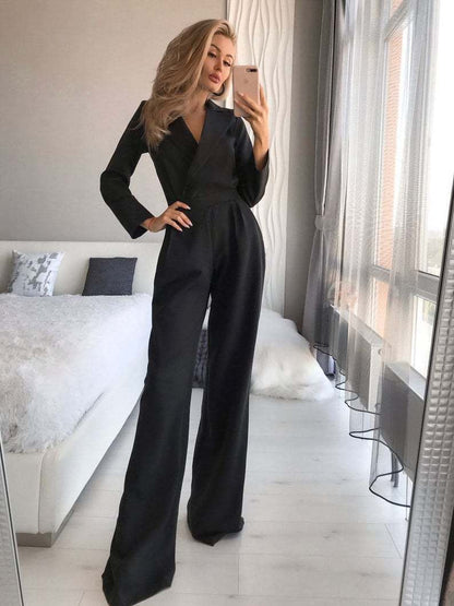 Damen-Jumpsuit Lange Ärmel Schmale Passform Polyester-3
