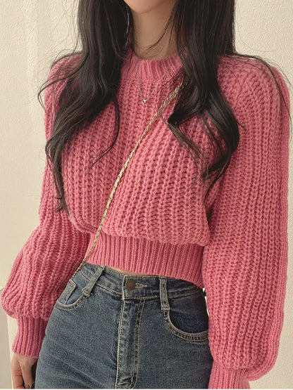 Damen-Strickpullover, kurz, für Layering, Styling-2