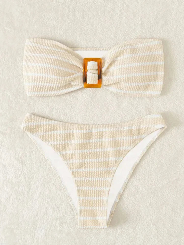 Damen Bikini-Set Hohe Taille Polyester Elastan-6