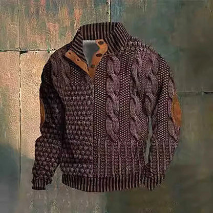 Variant image for Herren-Pullover, Knopfkragen, Jacquard, Muster, hochwertiger Baumwolle, Polyester-46