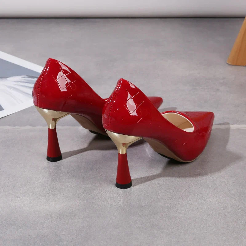 Damen-Pumps, spitzes Design, PU-Material, hoher Absatz-4