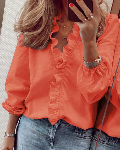 Damen Bluse Lange Ärmel Zeitloses Design Langlebiger Stoff-4