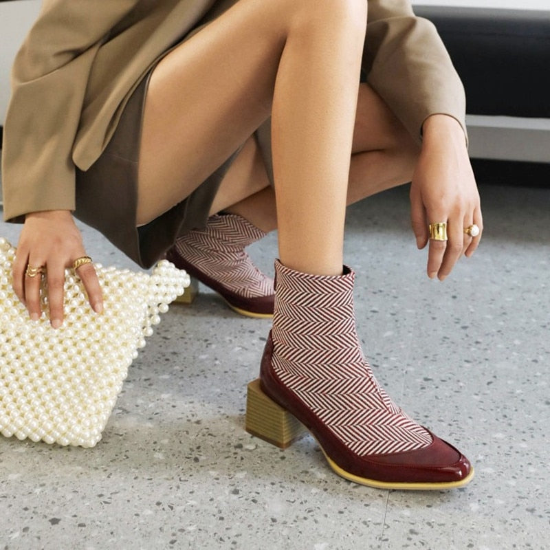 Trendige Stiefel für Damen aus PU mit eckiger Spitze und Plateausohle – Knöchellang für Komfort und Stil 2