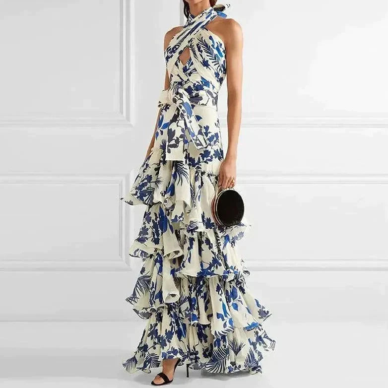 Damen-Blumenkleid, Rüschen, hochwertiger Stoff-2