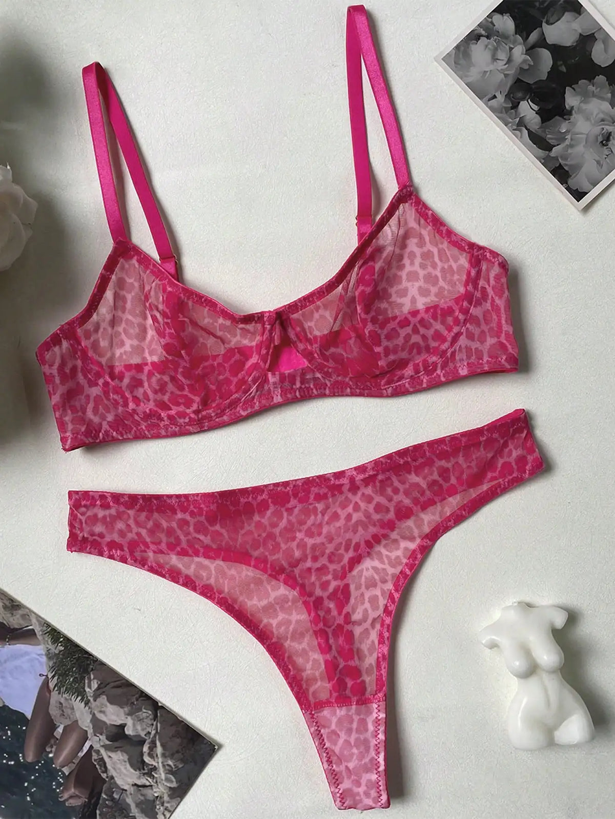 Damen-BH-Set, bügellos, Grip, Patchworkmuster, Polyester, Spandex-6