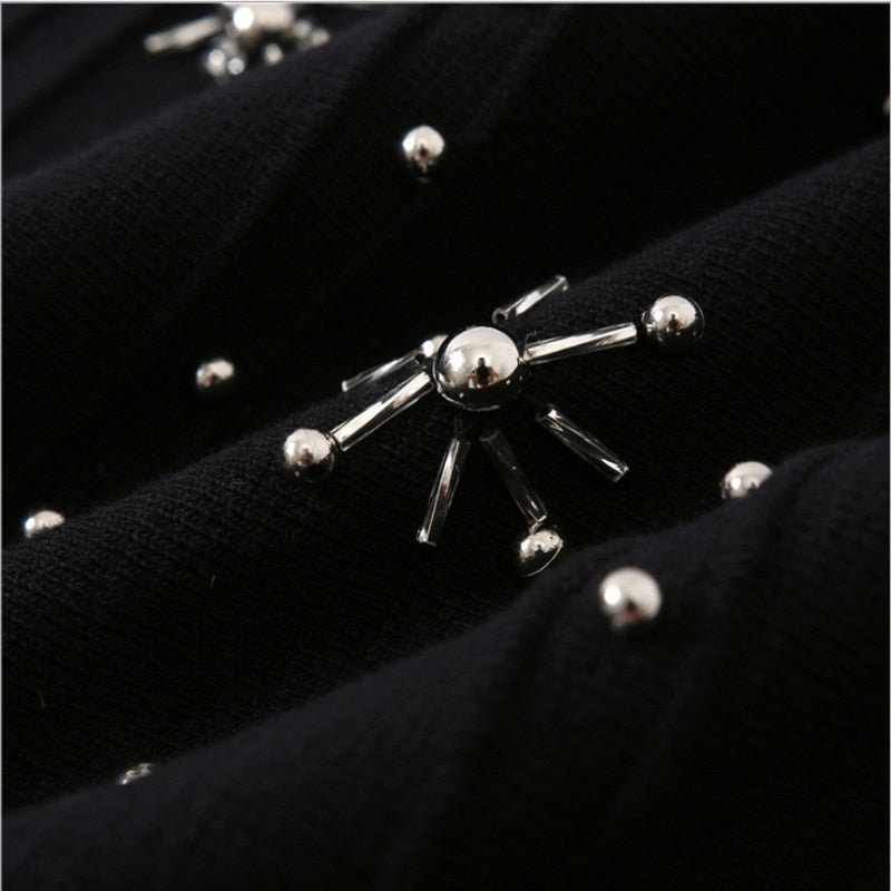 Damen-Minikleid, A-Linie, glitzernd, mit Perlendekoration, synthetisch-6