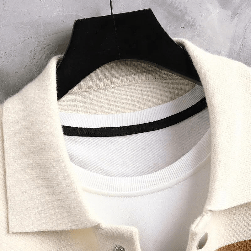 Herren-Strickjacke, gestreiftes Jacquard, gestrickt, weich und bequem-3