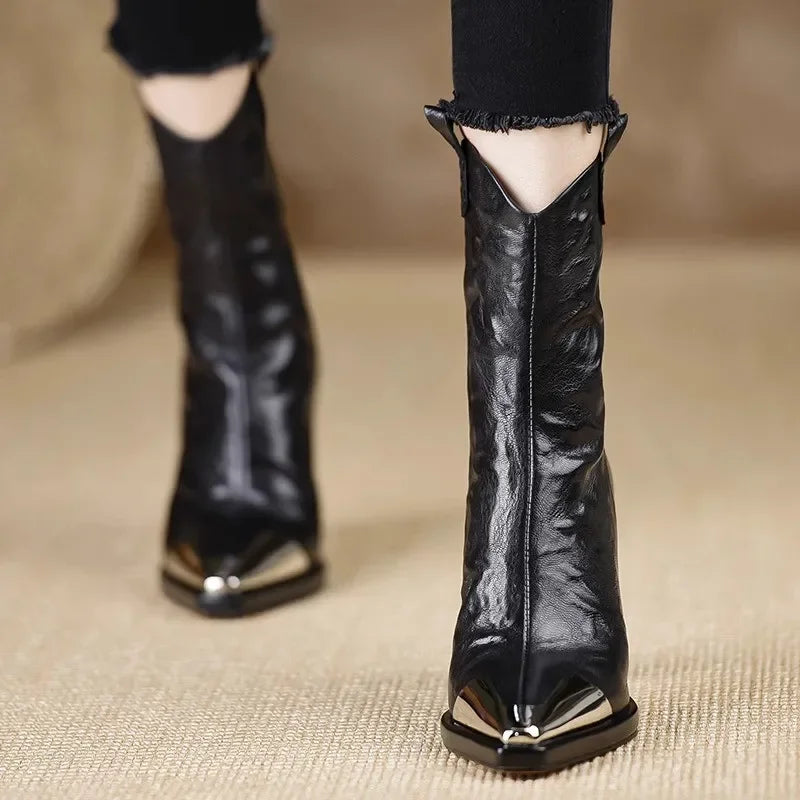 Damen Ankelstiefel Modern PU Eckige Zehenpartie Design 3