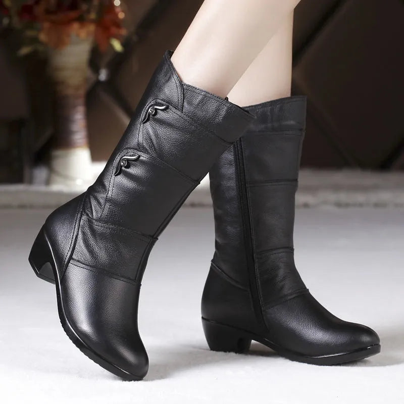 Damen-Stiefel, Spitz, Design, Leder, hochwertige Gummisohlen 3