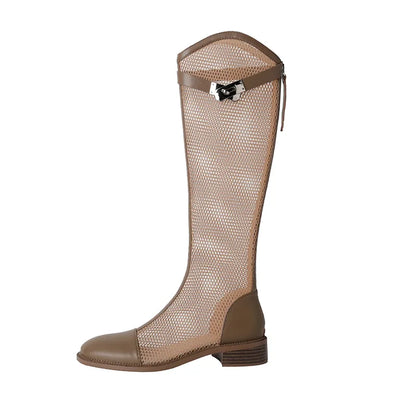 Damen-knielange-Stiefel, transparentes PU, Gummi-5