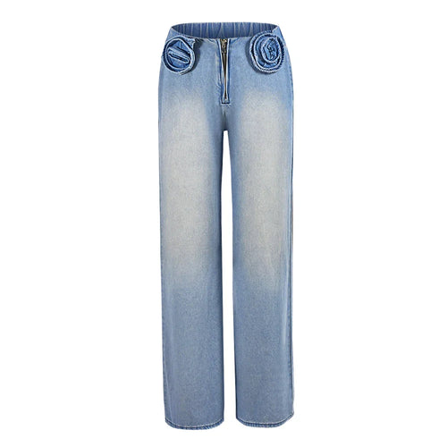 Damen-Jeans Gerader Schnitt Niedrige Taille Baumwolle Polyester Denim 1