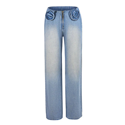 Damen-Jeans Gerader Schnitt Niedrige Taille Baumwolle Polyester Denim 7