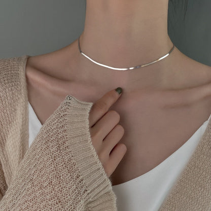 Damen-Halskette, Schlangenknochen-Design, 925, Sterling, Silber, verstellbar, Länge-3