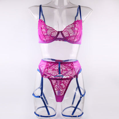 Damen-Unterwäsche-Set, mit Blumenmuster und Spitze aus hochwertigem Material-4