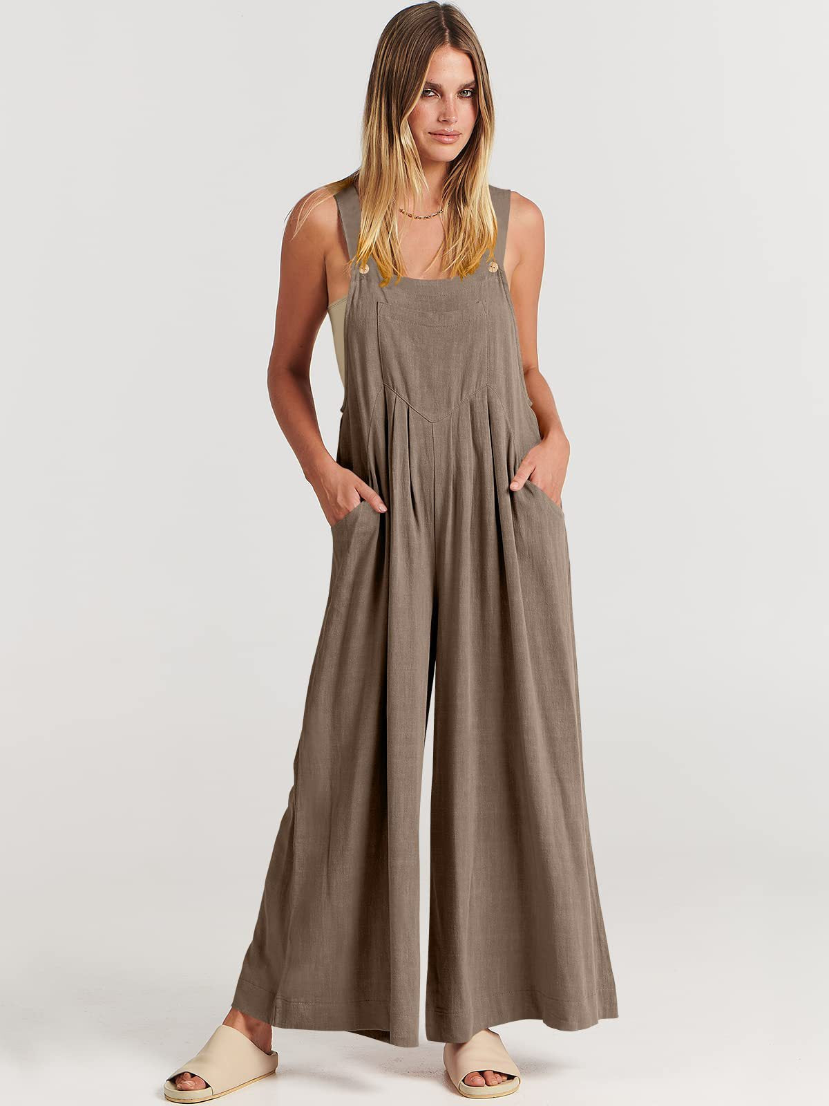 Variant image for Damen-Jumpsuit Ärmellos Weites Bein Polyester-37