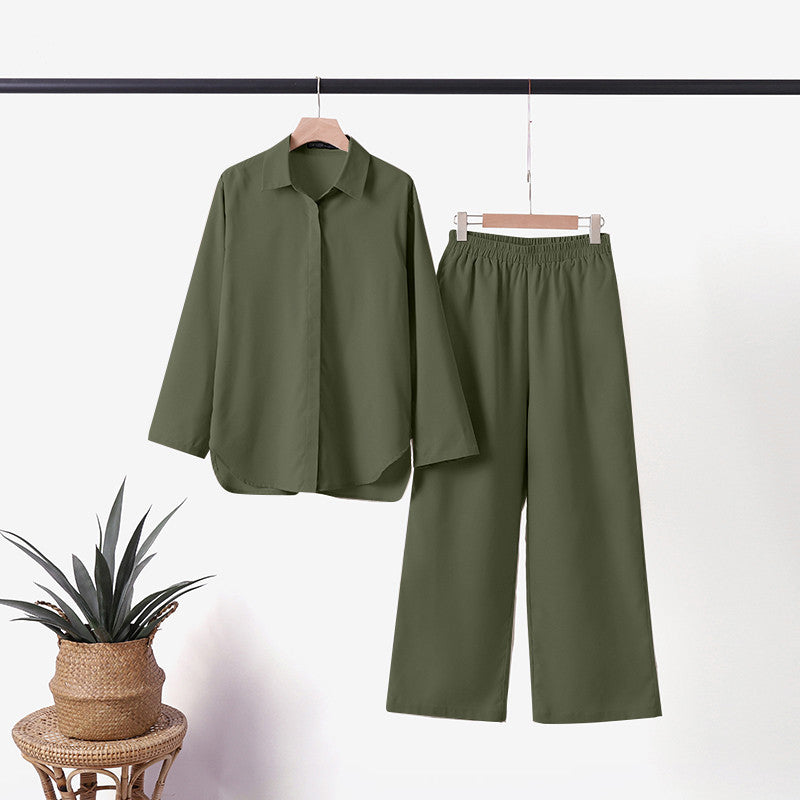 Damenbekleidung Set aus Atmungsaktivem Leinenhemd und Hose-3