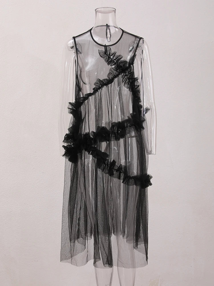 Damen-Midikleid, schlichtes Design, Baumwoll-Polyester-2