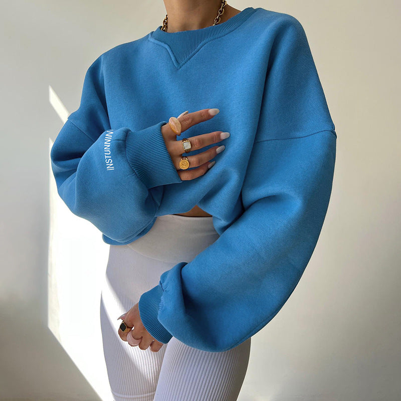 Damen-Hoodie Lässig Polyester-Mischung mit Rundhalsausschnitt-4