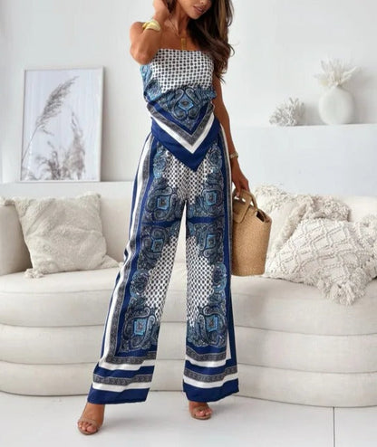 Jumpsuit-Kleid für Damen mit verstellbaren Spaghettiträgern und leichtem Material – lässiger Schnitt, lebendiges Muster, perfekt für den Sommer 1