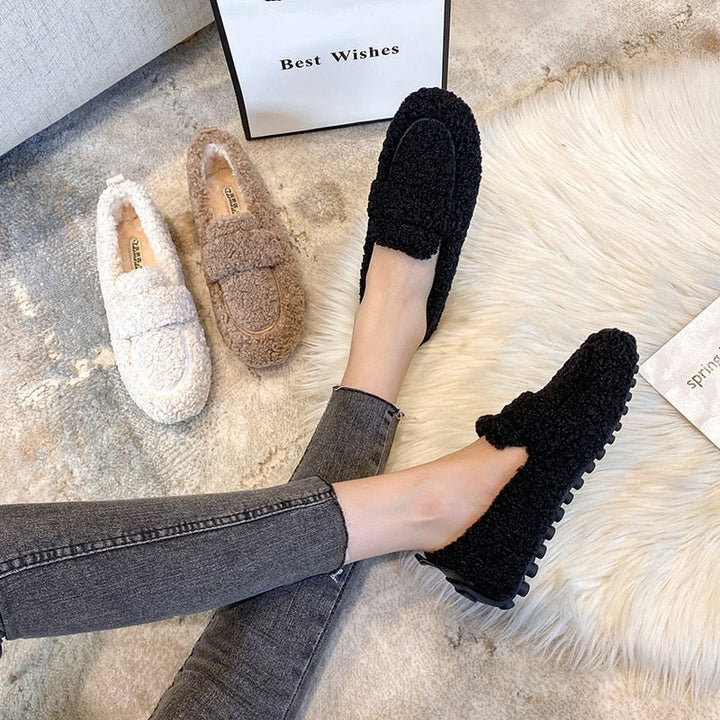 Damen-Mokassins, Plüsch-Design, weich und bequem-2