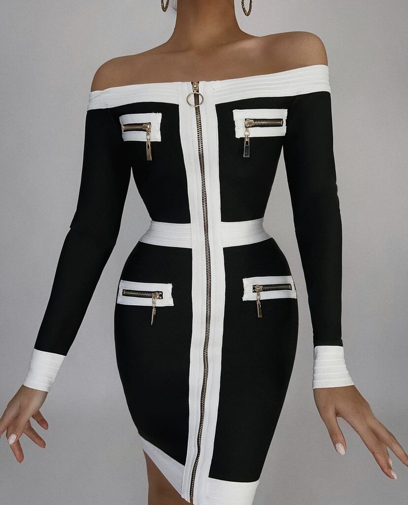 Damen-Schulterfreies Kleid, elegant, Polyester 4