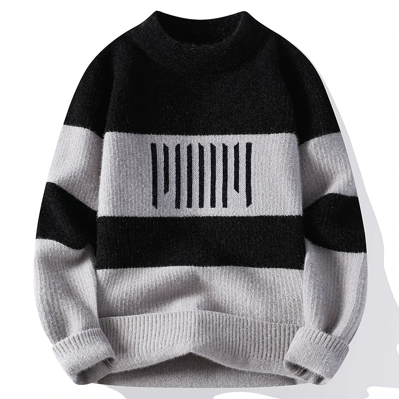 Gestreifter Damen-Strickpullover mit Rundhalsausschnitt aus 100 % Acryl -1