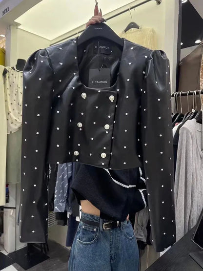 Weiße Damenbluse, langärmelig, aus Polyester mit DUP-Muster-1
