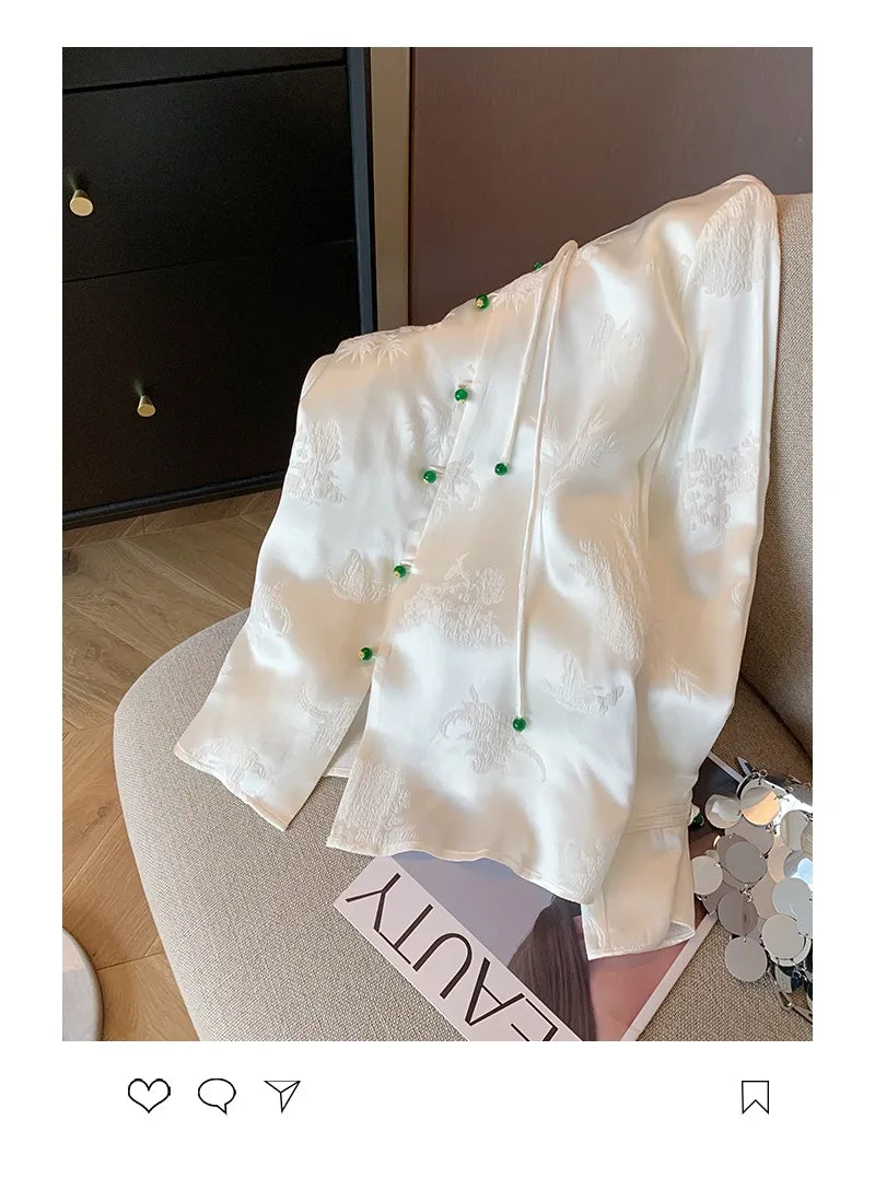 Damenbluse Satin volle Ärmellänge elegant bequem-2