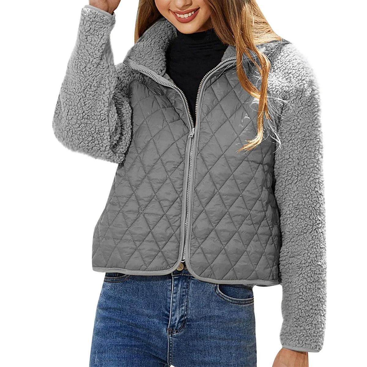 Damenjacke Crop Teddy-Bomberjacke Modernes Design Weiches Material 10