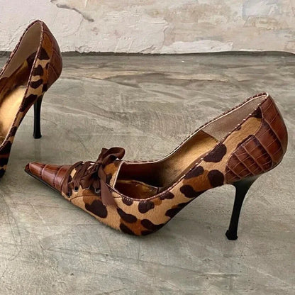Damen-Pumps, spitze Absätze, PU-Material-4