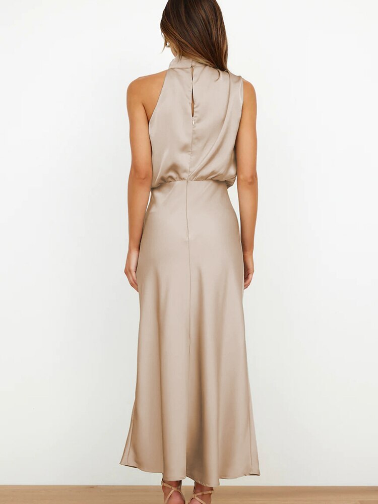 Damen-Maxikleid, A-Linie, Synthetikfaser, mit Offenem Schulterband-5