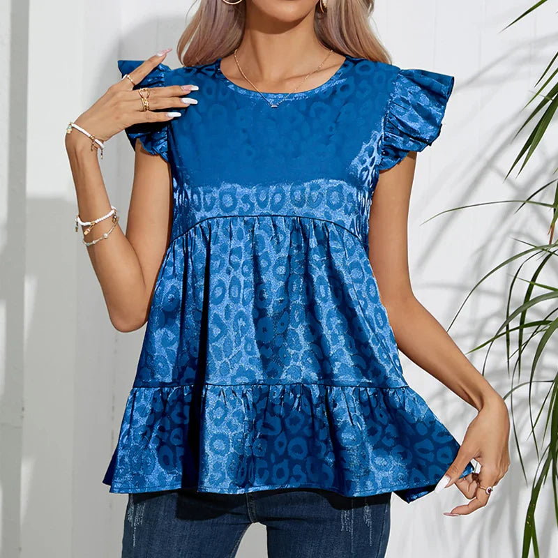 Variant image for Damenbluse mit Tierdruck Rüschen Polyester-1