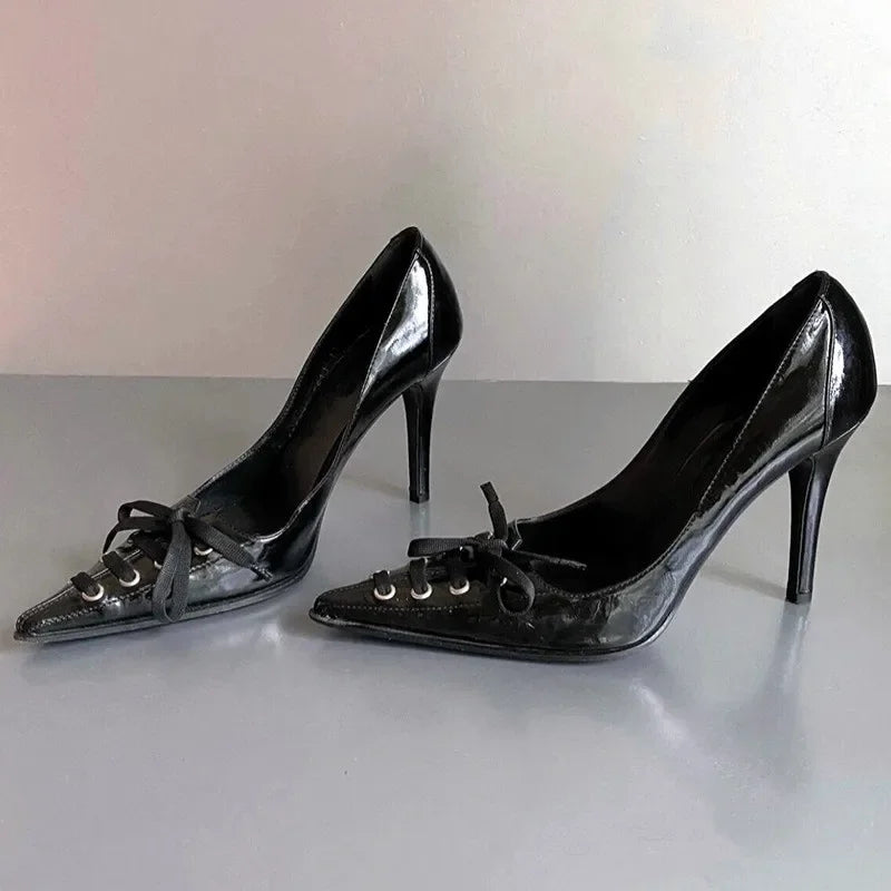 Damen-Pumps, spitze Absätze, PU-Material-3