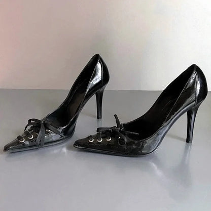 Damen-Pumps, spitze Absätze, PU-Material-3